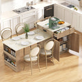 Roomfitters 82.6 Fluted Kitchen Island With 51 Extendable Dining Table For 4 6 Power Outlet