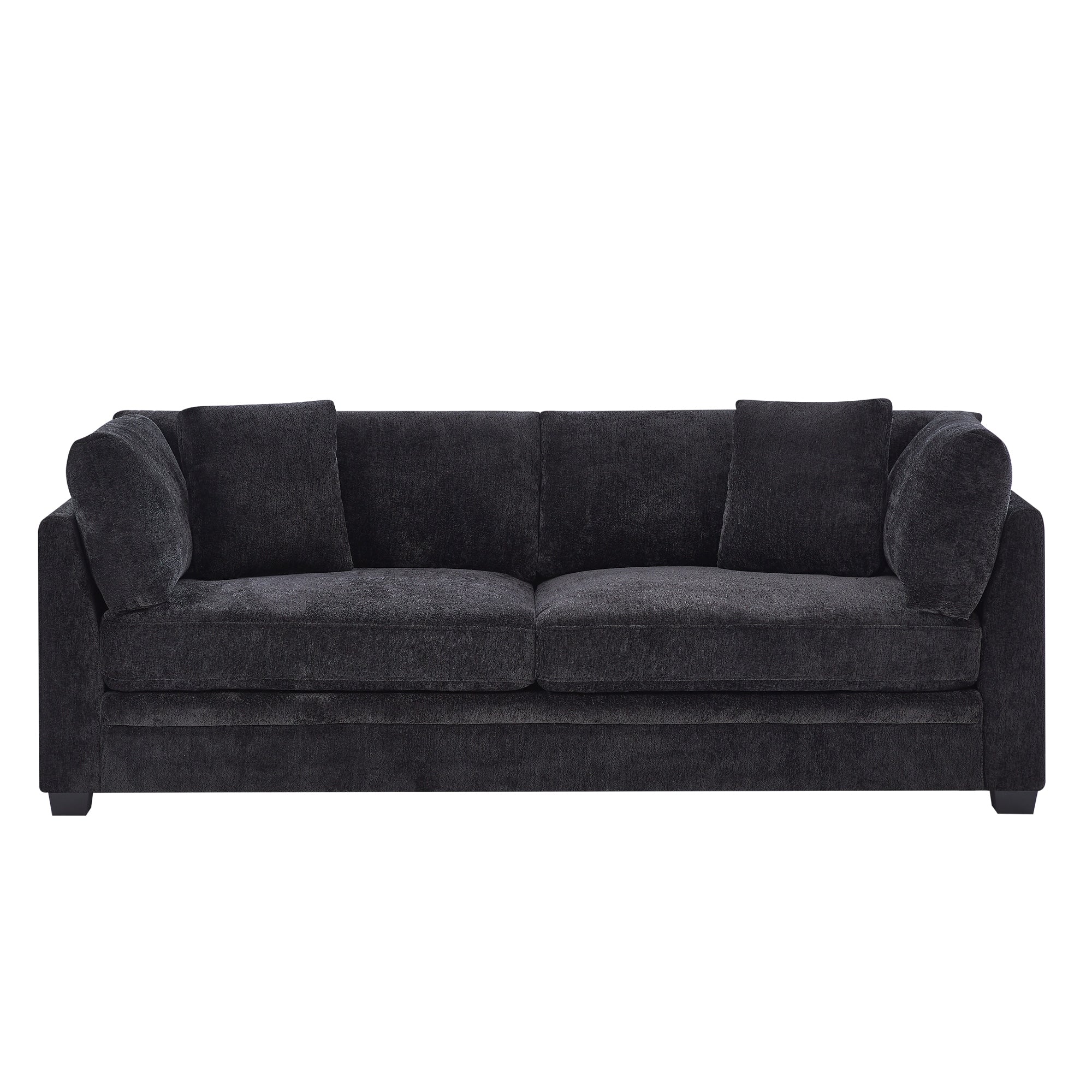 Roomfitters 83.50 Inch Modern Chenille Sofa High Density Flared Arm Couch Low Profile Small Space Lounge