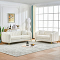Roomfitters 83 61 Modern Teddy Fabric Sofa And Loveseat Set Channel Stitched 2 Piece Couch For Living Room White