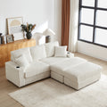 Roomfitters 84 3 Seater Modular Sectional Sofa Ribbed Corduroy Oversized Couch With 2 Accent Pillows For Living Room