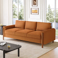 Roomfitters 84 3 Seater Sofa Teddy Velvet Couch With Integrated Solid Wood Legs And Curved Arc Armrests