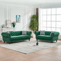 Roomfitters 85 65 Classic Chesterfield Upholstered Sofa And Loveseat Set Scrolled Arm Couch With Button Back Design