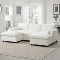 Roomfitters 86.5 U Shaped Sectional Sofa Chenille Cloud Couch With 2 Movable Ottomans Armrest Pillows 5 Seat Sofa