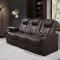 Roomfitters 86.6 Power Recliner 3 Piece Set Top Grain Nappa Leather 34 Color Rgb Led Usb C Charging Coffee