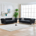 Roomfitters 87 Classic Chesterfield Upholstered 2 Piece Sofa Set Buttoned Back Scrolled Arm 3 3 Couch Furniture Set