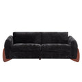 Roomfitters 89 Inch Modern Chenille 3 Seater Sofa Layered Cushion Couch Floating Wood Trim Lounge