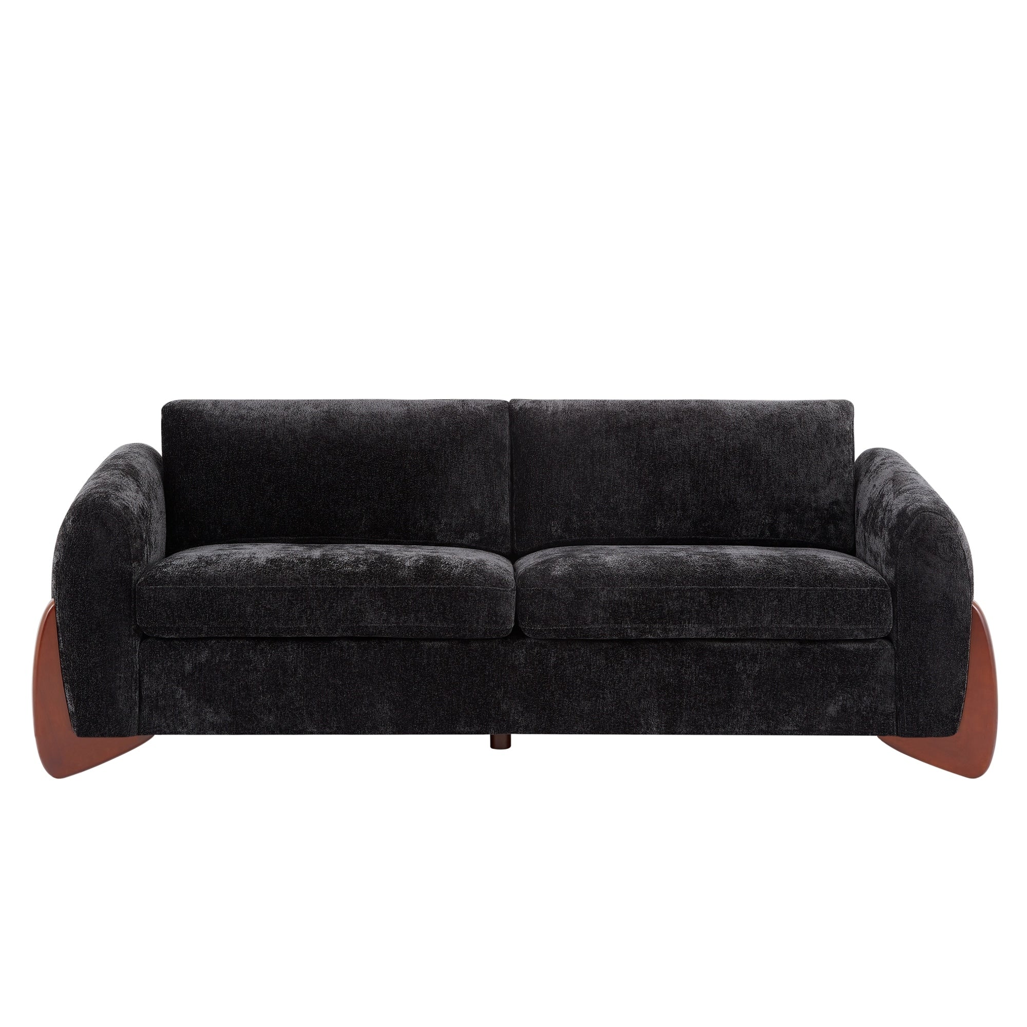 Roomfitters 89 Inch Modern Chenille 3 Seater Sofa Layered Cushion Couch Floating Wood Trim Lounge