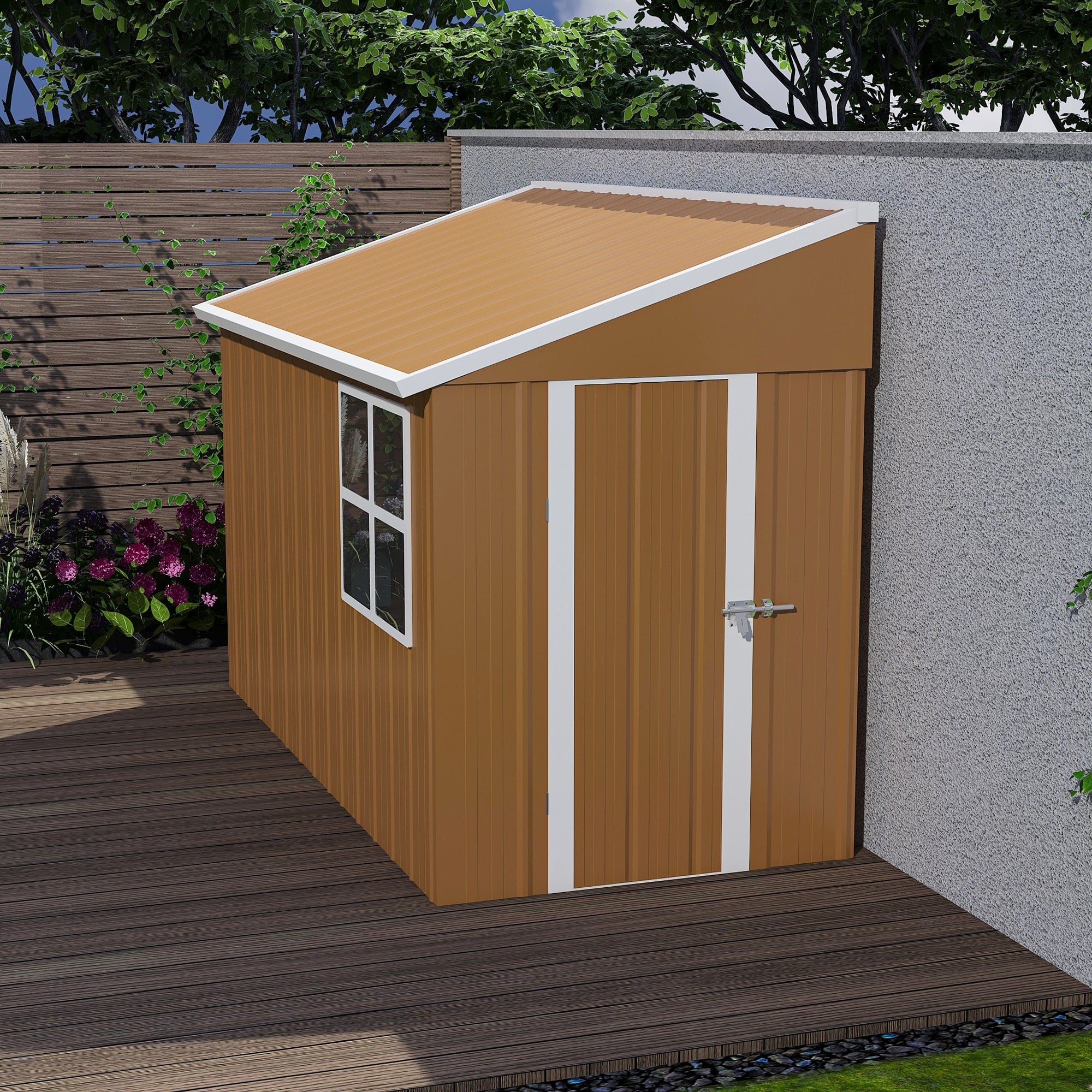 Roomfitters 8X4 Ft Metal Storage Shed Heavy Duty Garden Tool House With Double Doors And Ventilation Brown