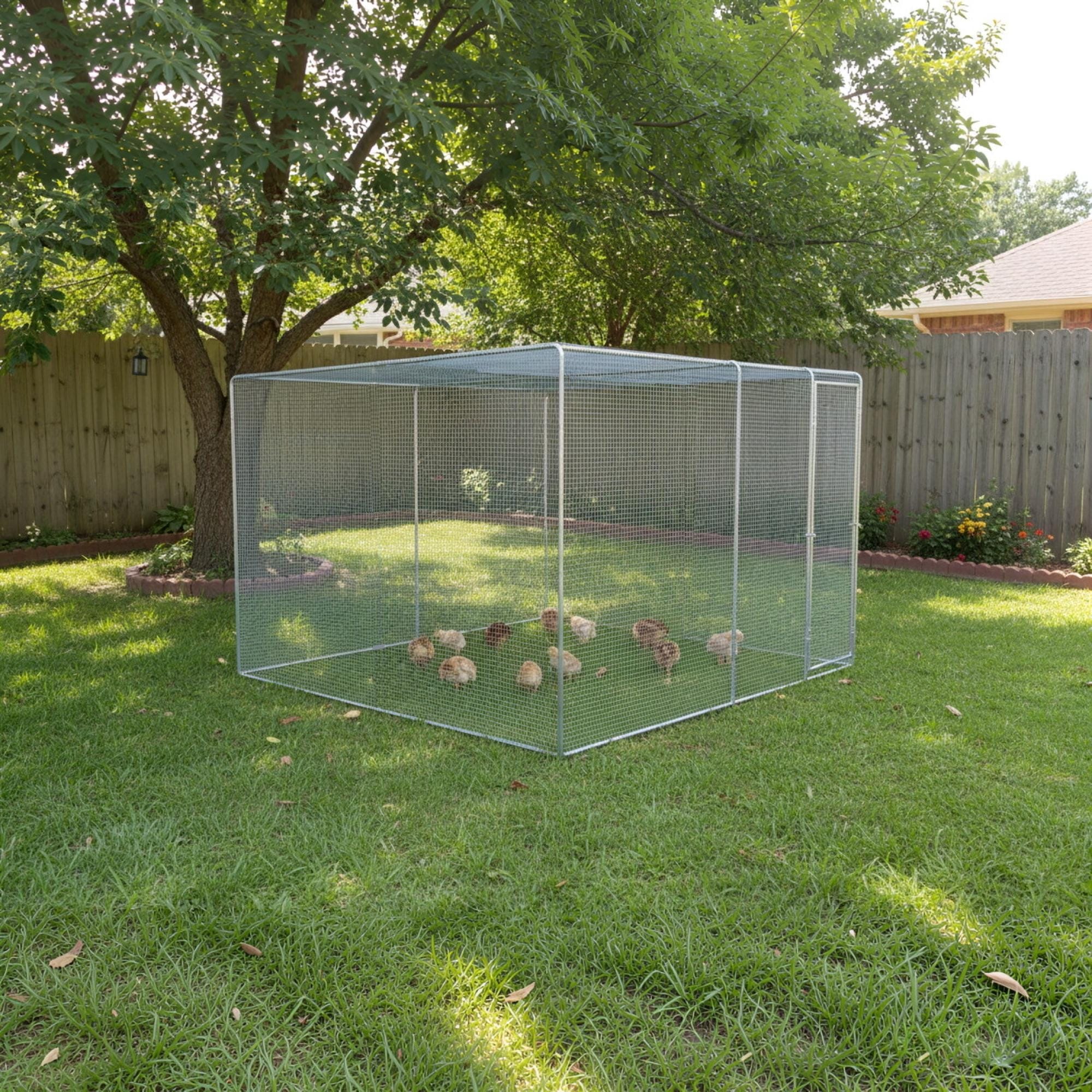 Roomfitters 9.8X6.5X6.5Ft Chicken Coop Large Walk In Metal Poultry Cage Outdoor Backyard Duck Hen Run Fence Playpen Silver