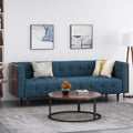 Roomfitters 90 Inch Mid Century Sofa Button Tufted Waffle Stitch 3 Seater Couch Tapered Rubberwood Base