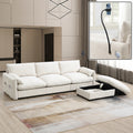 Roomfitters 96.5 L Shaped Sectional Sofa With Storage Ottoman Phone Holder Usb Charging Deep Seat Chenille Couch