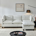 Roomfitters 96.5 Modern Sectional Couch With Ottoman Comfortable L Shaped Upholstered Sofa For Living Room