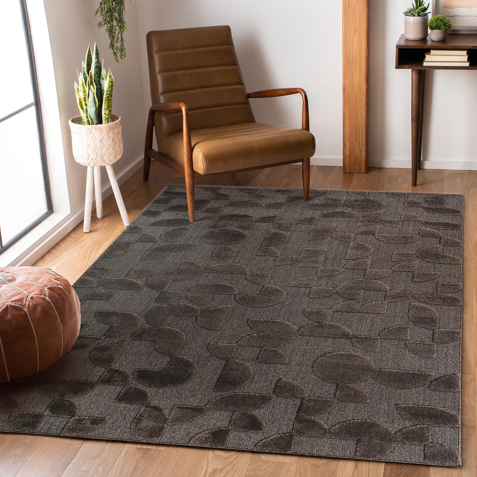Roomfitters 9X12 Machine Washable Boho Vintage Area Rug Non Slip Pet Friendly Indoor Living Room Decor Carpet Brown