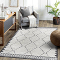 Roomfitters 9X12 Machine Washable Boho Vintage Area Rug Non Slip Pet Friendly Indoor Living Room Decor Carpet Cream