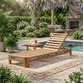Roomfitters Acacia Wood Outdoor Chaise Lounge Adjustable Patio Recliner Handwoven Rope Natural Wood Poolside Seat