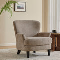 Roomfitters Accent Upholstered Club Chair Armchair With Textured Fabric And Tapered Legs For Living Room Black Light Brown