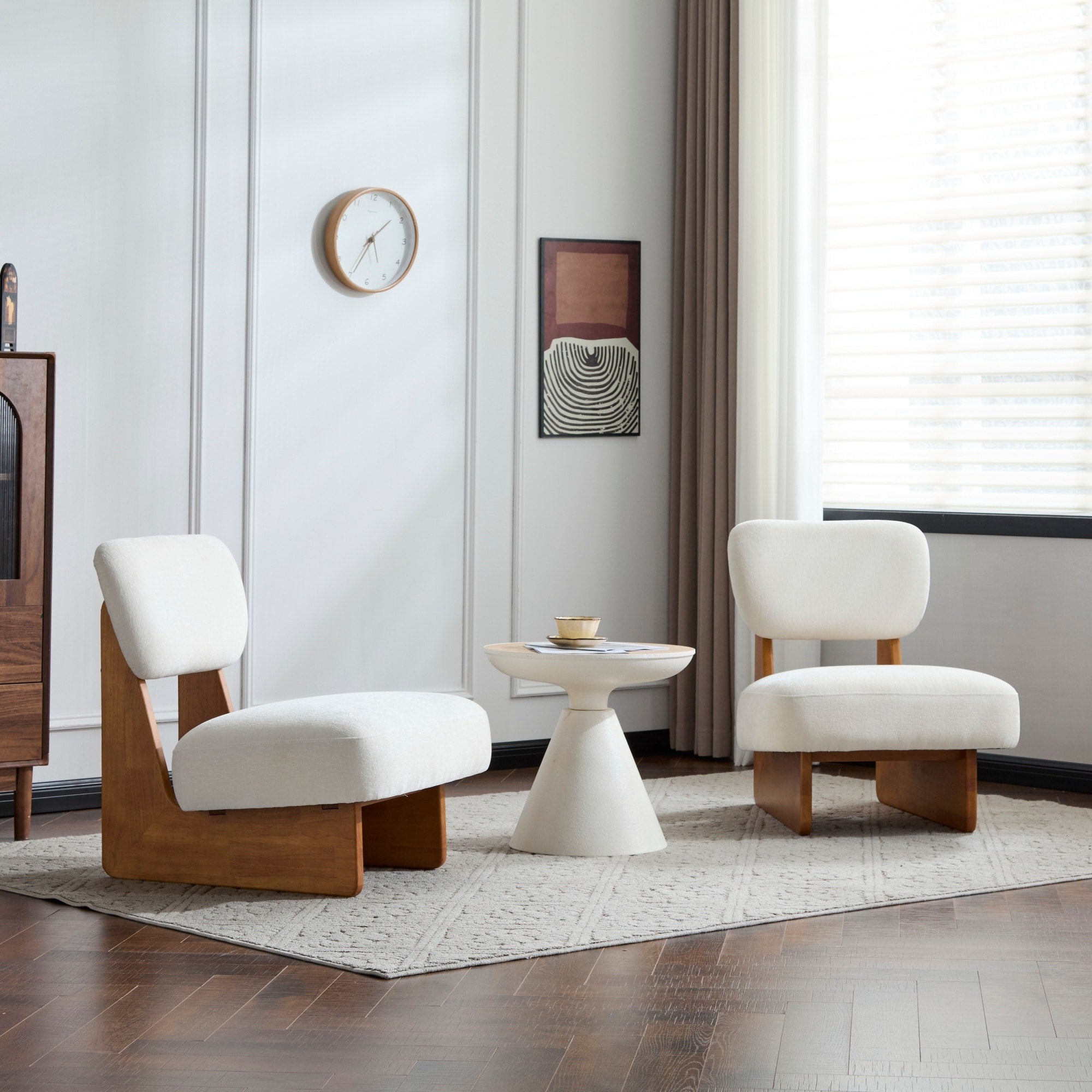 Roomfitters Amanda Accent Chair Curved Boucle Barrel Chair Padded Lounge Seating For Living Room Or Bedroom