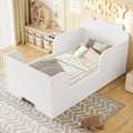 Roomfitters Bear Shaped Toddler Floor Bed Wood Cot With Safety Guardrails Modern Montessori Low Profile Kids Bed