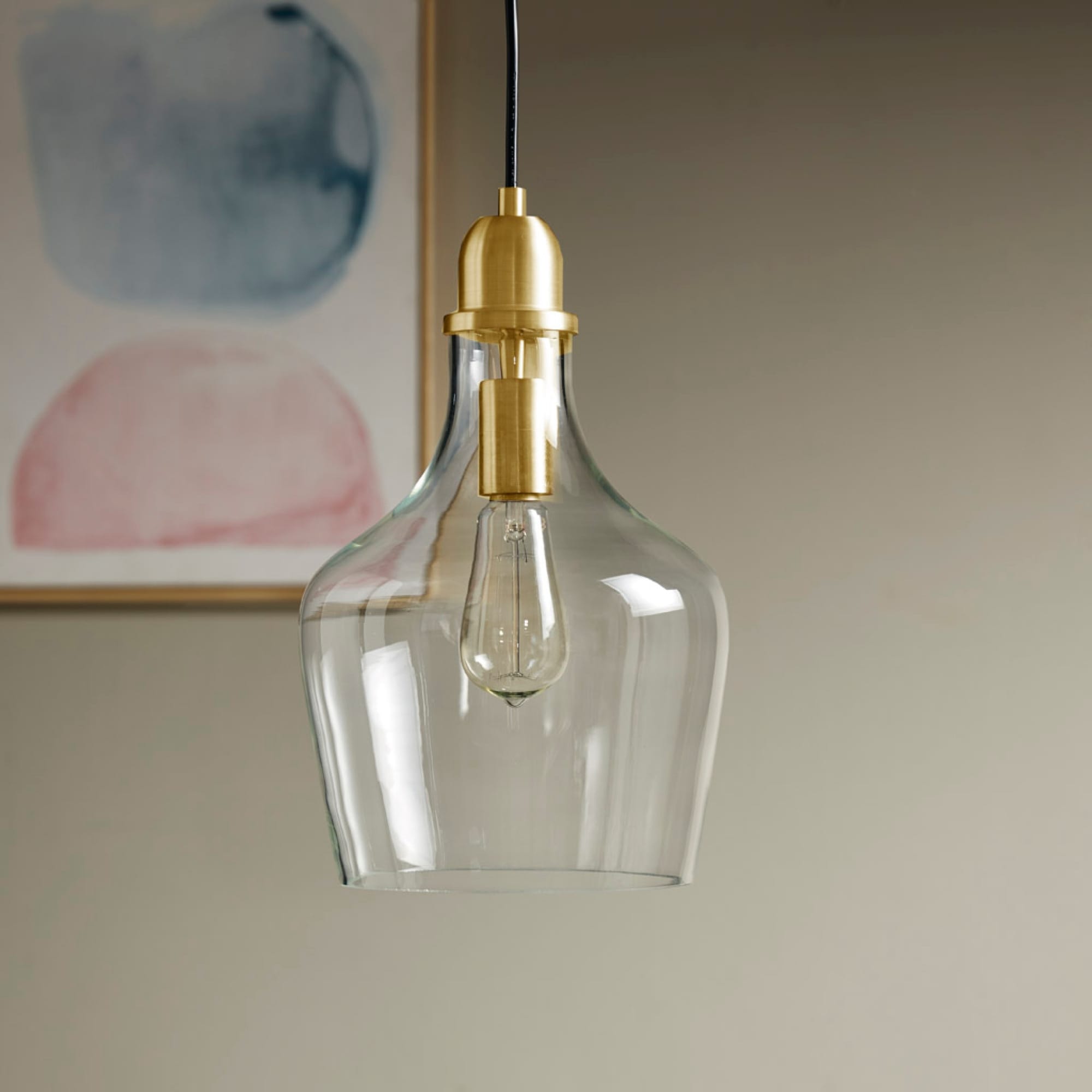 Roomfitters Bell Shaped Glass Pendant Modern Gold Clear Ceiling Fixture Luxury Single Bulb Artisan Hanging Kitchen Lamp