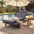 Roomfitters Black Acacia Wood Lounge Chaise Dark Grey 3 Fold Headrest Cushion 4 Position Reclining Lounger 4 Inch Daybed