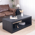 Roomfitters Black Beaded Edge Coffee Table With Open Storage Shelf 47 Inch Modern Farmhouse Center Table In Matte Black Finish