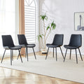Roomfitters Black Leather Dining Chairs Curved Widened Cushions Upholstered Seating With Black Metal Leg Set Of 4 Chairs