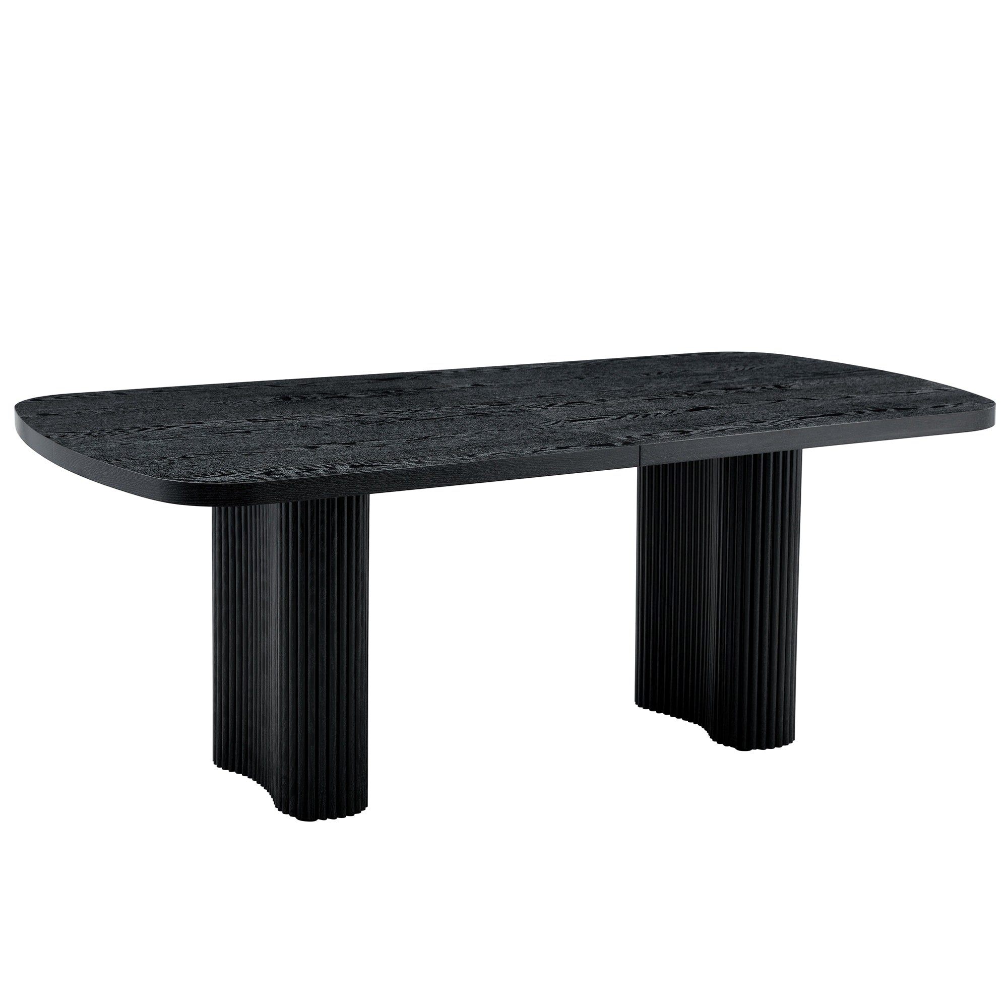 Roomfitters Black Mdf Rectangular Dining Table Roman Column Pedestal Black Wood Grain Negotiation Table For 6 8