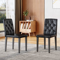 Roomfitters Black Pu Leather Dining Chairs Black Metal Legs Button Tufted Backrest Set Of 2 4 Ergonomic Side Chairs