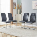 Roomfitters Black Pu Leather Dining Chairs Chrome Metal C Frame Diamond Stitched Upholstery Set Of 8 Side Chairs