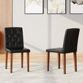 Roomfitters Black Pu Leather Dining Chairs Walnut Metal Leg Button Tufted Upholstered Seating Set Of 2 4 Side Chairs