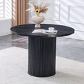 Roomfitters Black Round Spliced Dining Table Wood Textured Circular Kitchen Table With Hidden Storage Mdf Center Table