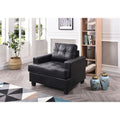 Roomfitters Black Saddle Arm Chair Tufted Pu Leather Club Seat Modern Padded Accent Armchair For Relaxation