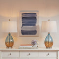 Roomfitters Blue And Amber Ombre Glass Table Lamps Set Of 2 With Tapered Fabric Drum Shade And Included Led Bulbs