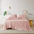 Roomfitters Blush Queen 3 Piece All Season Sheet Set Luxury Jersey Knit Bedding Modern Soft Cotton Blend Breathable Sheet Set
