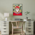Roomfitters Bohemian Cat In Forest Framed Canvas Wall Art 16.5X20.5 Inch Animal Portrait Print For Living Room