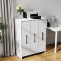 Roomfitters Bookcase With Three Pulled Out Doors Modern White Wooden Mobile File Cabinet Printer Stand Slim Organizer White