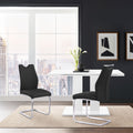 Roomfitters Bravo Contemporary Black Faux Leather Dining Chairs Set Of 2 Ergonomic High Cushioned Back Brushed Steel Base