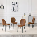 Roomfitters Brown Tech Fabric Dining Chairs Black Metal Leg Diamond Quilted Upholstery Set Of 4 Industrial Chairs Set Of 4