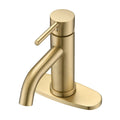 Roomfitters Brushed Gold Single Hole Bathroom Faucet Modern Single Handle Vanity Sink Faucet With Deck Plate For 1 Or 3 Hole