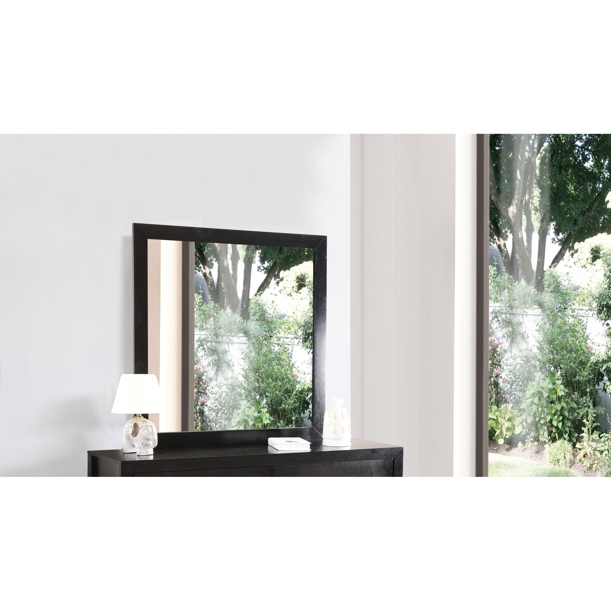 Roomfitters Burlington Transitional Dresser Mirror High Gloss Frame Modern High Clarity 41 Inch Square Mirror
