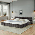Roomfitters California King Size Modern Upholstered Bed Frame Low Profile Channel Tufted Platform Bed Base