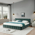 Roomfitters California King Size Upholstered Bed Frame With 4 Storage Drawers And Grid Tufted Platform Bed Base