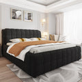 Roomfitters California King Size Upholstered Platform Bed Frame With Padded Pillow Headboard For Master Bedroom
