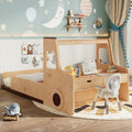Roomfitters Car Shaped Floor Bed With Storage Drawers And Desk Solid Wood Frame With Window