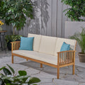 Roomfitters Casa Acacia Wood 3 Seater Outdoor Sofa Spacious Patio Couch Waterproof Cushions Slat Panel Seating