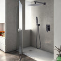 Roomfitters Ceiling Mount Rain Shower Faucet Set With Handheld Spray Luxury Shower System With Pressure Balance Valve Black