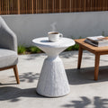 Roomfitters Cement End Table Modern Hourglass Patio Side Table With Textured Base Weather Resistant Outdoor Furniture Aqua Grey