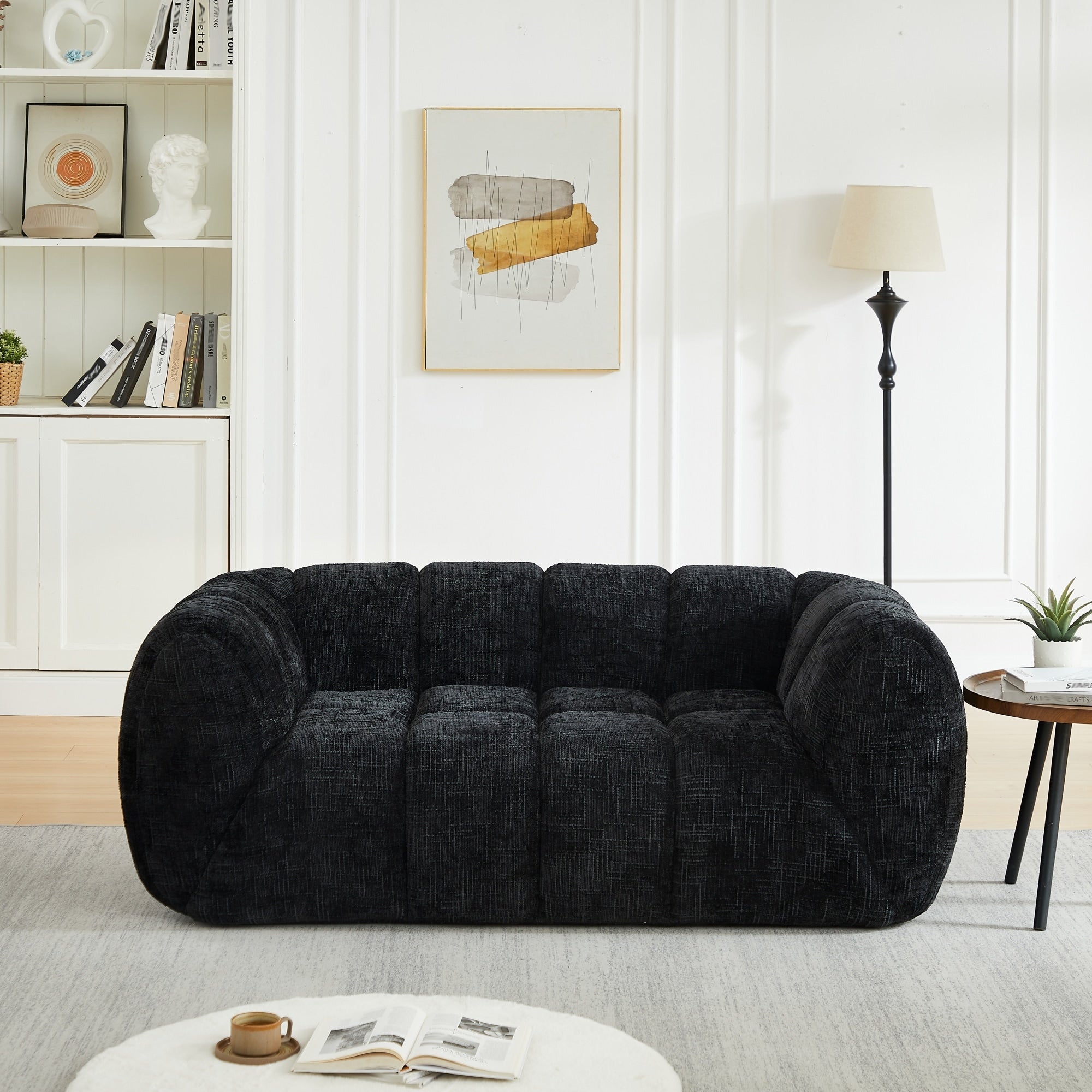 Roomfitters Chenille Pure Foam Sofa Modern Frameless Low Profile Couch With High Density Support For Living Room