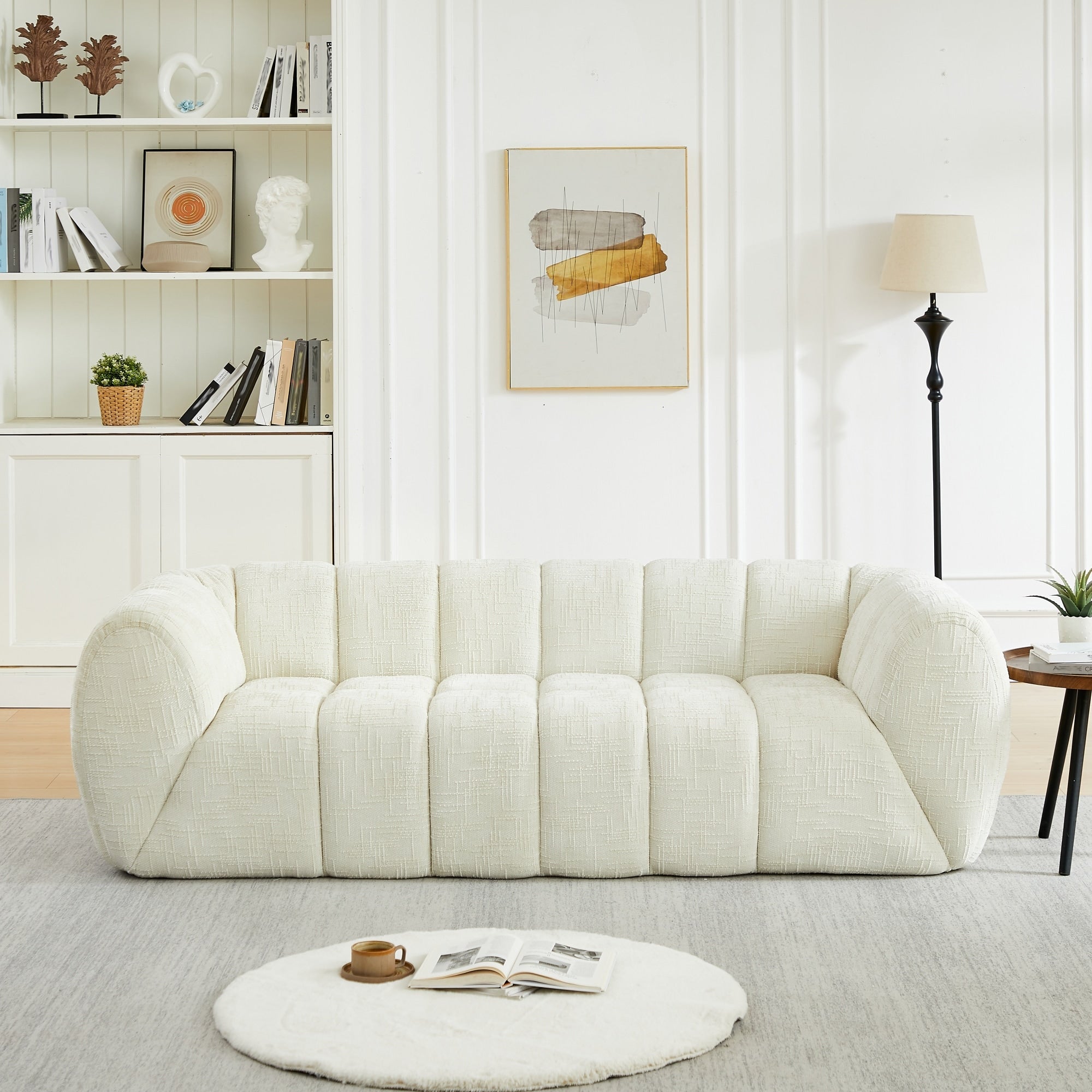 Roomfitters Chenille Pure Foam Sofa Modern Frameless Low Profile Couch With High Density Support For Living Room