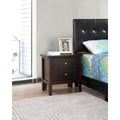 Roomfitters Chic Espresso Nightstand With Silver Knobs Luxury 2 Drawer Bedside Table Modern Wood Grain Bedroom End Table